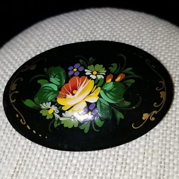 Vintage Jewelry - Russian Hand Painted Brooch